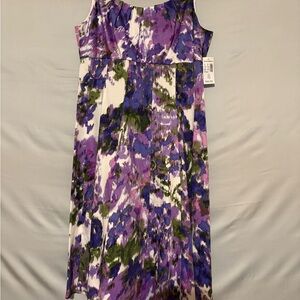 dressbarn Vibrant Purple and Green Midi Dress
